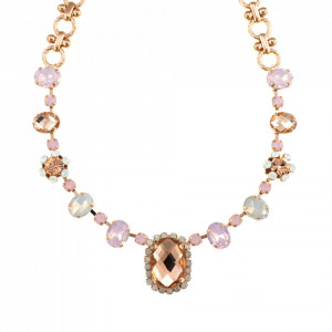 Colier placat cu Aur roz de 24K, cu cristale Swarovski, Tiara Day | 3090/3-2333RG-Multicolor-6308