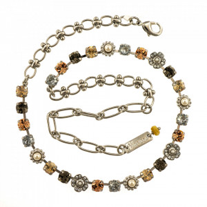 Colier placat cu rodiu, cu cristale Swarovski, Earl Grey | 3504/2-1132RO-Gri/Bej-9018