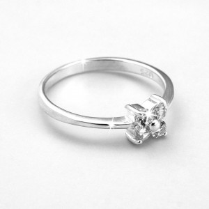 Inel de logodna Argint 925 Classic Floral CZ Diamond M/54-Argintiu-8407
