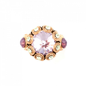 Inel placat cu Aur roz de 24K, cu cristale Swarovski, California Dreaming | 7042-1327RG-Multicolor-7848