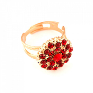 Inel placat cu Aur roz de 24K, cu cristale Swarovski, Guardian Angel | 7217-227RG-Rosu-7818