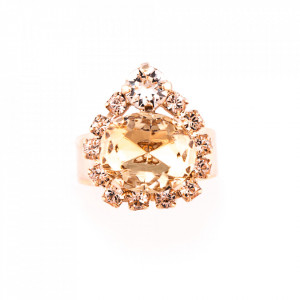 Inel placat cu Aur roz de 24K, cu cristale Swarovski, Jackie | 7132-39132RG-Bej-8298
