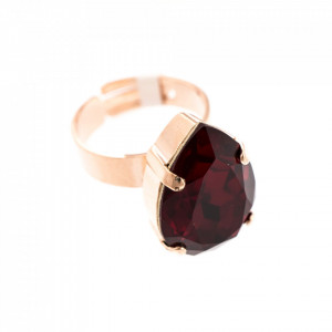 Inel placat cu Aur roz de 24K, cu cristale Swarovski, Lady In Red | 7098/5-208RG-Rosu-7608