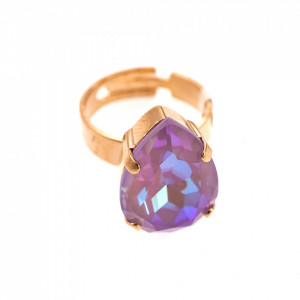 Inel placat cu Aur roz de 24K, cu cristale Swarovski, Lavender | 7098/5-144RG-Roz-7598