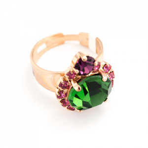Inel placat cu Aur roz de 24K, cu cristale Swarovski, Luck | 7132-1033RG-Multicolor-7668
