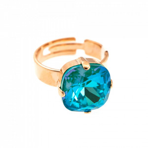 Inel placat cu Aur roz de 24K, cu cristale Swarovski, Nightfall | 7326/4-142RG-Verde-7538