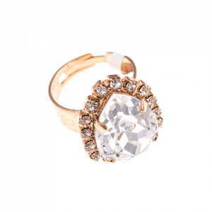 Inel placat cu Aur roz de 24K, cu cristale Swarovski, On a Clear Day | 7098-001001RG-Transparent-7568