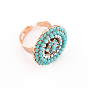 Inel placat cu Aur roz de 24K, cu cristale Swarovski, Sapphire Sky | 7078/1-2672RG-Verde-7518