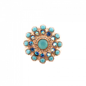 Inel placat cu Aur roz de 24K, cu cristale Swarovski, Sapphire Sky | 7423/3-2677RG-Verde-8008