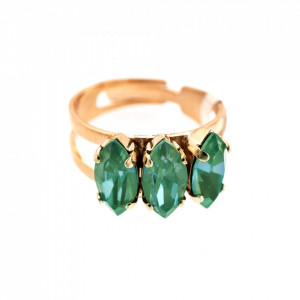 Inel placat cu Aur roz de 24K, cu cristale Swarovski, Silky Sage DeLite | 7633/4-169169RG-Verde-7698