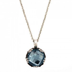Pandantiv cu lant placat cu Argint 925, cu cristale Swarovski, Nightfall | 5323/2-266ASP-Albastru-6888