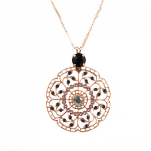 Pandantiv cu lant placat cu Aur roz de 24K, cu cristale Swarovski, Black Diamond | 5210-1073RG-Multicolor-6778