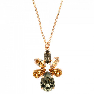 Pandantiv cu lant placat cu Aur roz de 24K, cu cristale Swarovski, Earl Grey | 5032/8-1132RG-Gri/Bej-9028