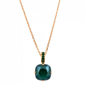 Pandantiv cu lant placat cu Aur roz de 24K, cu cristale Swarovski, Fern | 5326/2-393252RG-Verde-6918
