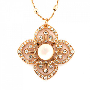Pandantiv cu lant placat cu Aur roz de 24K, cu cristale Swarovski, On a Clear Day | 5050-M001RG-Transparent-6348