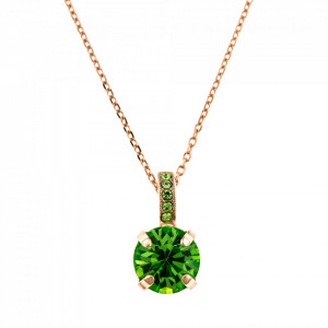 Pandantiv cu lant placat cu Aur roz de 24K, cu cristale originale, August Lucky Birthstone | 5056-214214RG