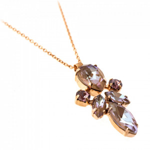 Pandantiv cu lant placat cu Aur roz de 24K, cu cristale Swarovski, Cappuccino DeLite | 5030/70-148212RG-Multicolor-6798