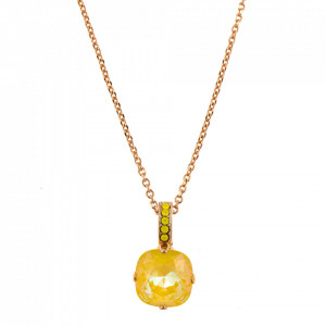 Pandantiv cu lant placat cu Aur roz de 24K, cu cristale Swarovski, Yellow Brick Road | 5326/2-231141RG-Galben-6908