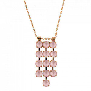 Pandantiv cu lant placat cu Aur roz de 24K, cu cristale Swarovski, Powder Rose | 5430/3-121121RG-Roz-6938