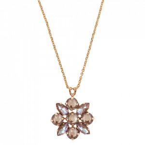 Pandantiv cu lant placat cu Aur roz de 24K, cu cristale Swarovski, Cappuccino DeLite | 5435/4-148148RG-Multicolor-6958