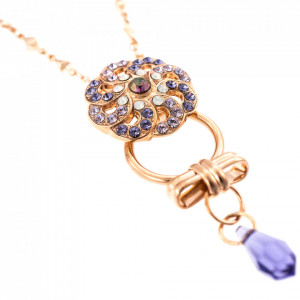 Pandantiv cu lant placat cu Aur roz de 24K, cu cristale Swarovski, Purple Rain | 5083-1062RG-Mov-7028