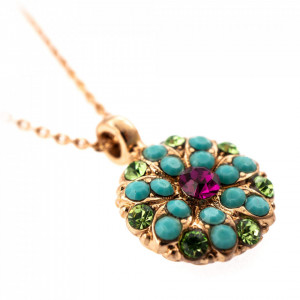 Pandantiv cu lant placat cu Aur roz de 24K, cu cristale Swarovski, Guardian Angel | 5212-333RG-Multicolor-7248
