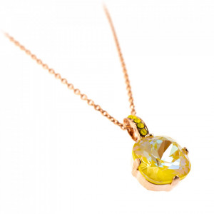 Pandantiv cu lant placat cu Aur roz de 24K, cu cristale Swarovski, Yellow Brick Road | 5326/2-231141RG-Galben-7368