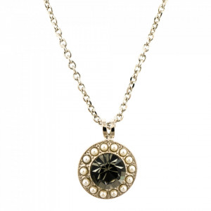 Pandantiv cu lant placat cu rodiu, cu cristale Swarovski, Earl Grey | 5129/1-1132RO-Alb/Bej-8998