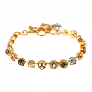 Bratara placata cu Aur roz de 24K, cu cristale Swarovski, Earl Grey | 4028-1132RG-Gri/Bej-9109