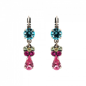 Cercei placati cu Argint 925, cu cristale Swarovski, Spring Flowers | 1414-2141SP6-Multicolor-5599