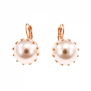 Cercei placati cu Aur roz de 24K, cu cristale Swarovski, Crystal Pearl's | 1133/1-M48RG6-Alb-2039
