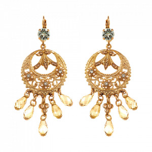 Cercei placati cu Aur roz de 24K, cu cristale Swarovski, Earl Grey | 1043/1-1132RG6-Gri/Bej-9129