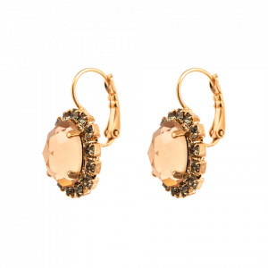 Cercei placati cu Aur roz de 24K, cu cristale Swarovski, Earl Grey | 1090/4-1132RG6-Gri/Bej-9039