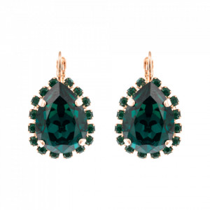 Cercei placati cu Aur roz de 24K, cu cristale Swarovski, Emerald | 1098/3-205205RG6-Verde-1849