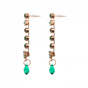 Cercei placati cu Aur roz de 24K, cu cristale Swarovski, Emerald | 1408-205205RG2-Verde-5899