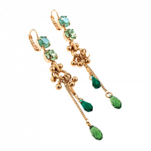 Cercei placati cu Aur roz de 24K, cu cristale Swarovski, Fern | 1160/2-2143RG6-Verde-5719