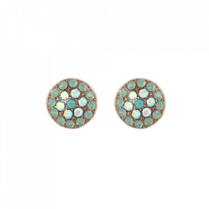Cercei placati cu Aur roz de 24K, cu cristale Swarovski, Fern | 1416-2677RG2-Verde-5629