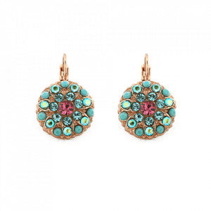 Cercei placati cu Aur roz de 24K, cu cristale Swarovski, Guardian Angel | 1029-3711RG6-Multicolor-1339