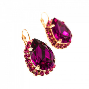 Cercei placati cu Aur roz de 24K, cu cristale Swarovski, Happy Days | 1098/3-209502RG6-Multicolor-2129