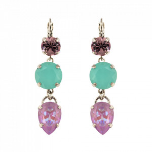 Cercei placati cu rodiu, cu cristale Swarovski, Lavender | 1440/3-1910RO6-Multicolor-5999