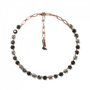 Colier placat cu Aur roz de 24K, cu cristale Swarovski, Black Diamond | 3252-747RG-Negru-6179