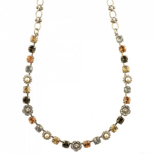Colier placat cu rodiu, cu cristale Swarovski, Earl Grey | 3504/2-1132RO-Gri/Bej-9019