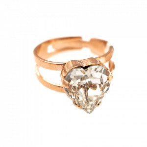 Inel placat cu Aur roz de 24K, cu cristale Swarovski, Aura | 7100/2-001RG-Transparent-7619