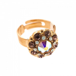 Inel placat cu Aur roz de 24K, cu cristale Swarovski, Aura | 7417/1-1112RG-Multicolor-7599