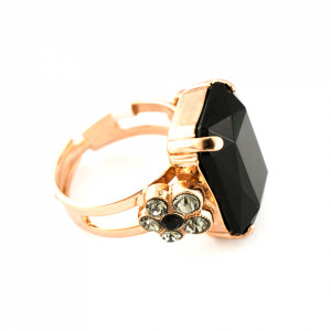 Inel placat cu Aur roz de 24K, cu cristale Swarovski, Black Diamond | 7002/1-280215RG-Negru-7419