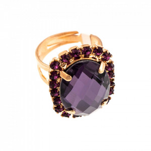 Inel placat cu Aur roz de 24K, cu cristale Swarovski, Bohemian Rhapsody | 7090/1-2044RG-Mov-7549