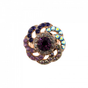 Inel placat cu Aur roz de 24K, cu cristale Swarovski, Bohemian Rhapsody | 7526/1-2044RG-Multicolor-8059