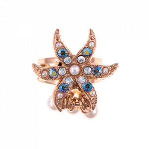 Inel placat cu Aur roz de 24K, cu cristale Swarovski, Crystal Pearl's | 7165-1341RG-Multicolor-8379