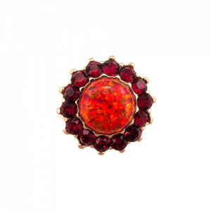 Inel placat cu Aur roz de 24K, cu cristale Swarovski, FireFly | 7023SO-M2140RG-Rosu-7439