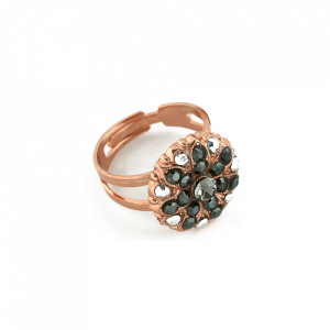 Inel placat cu Aur roz de 24K, cu cristale Swarovski, Guardian Angel | 7217-747RG-Negru-7489